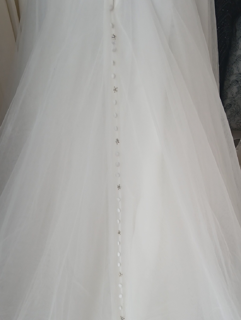 Strapless Lace Bodice Tulle Ballgown Wedding Dress with Beaded Waist - Picture 6 of 7